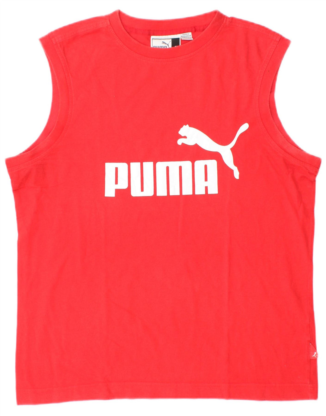 PUMA Camiseta sin mangas con gráfico para hombre, color rojo medio