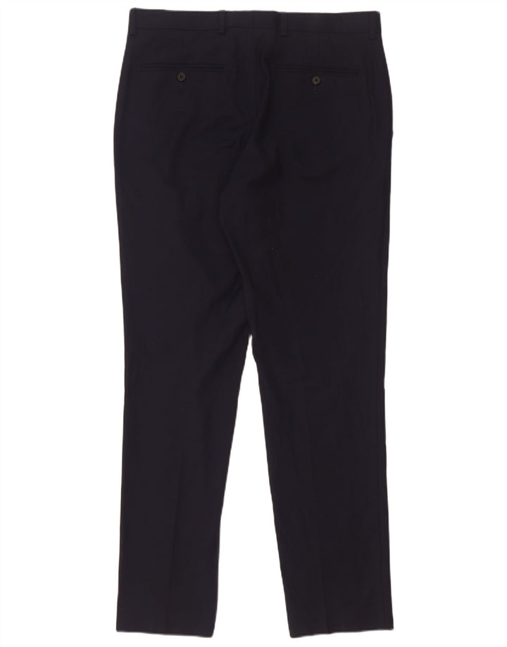 Marks & Spencer Pantalón de traje ajustado para hombre W32 L31 Poliéster azul marino