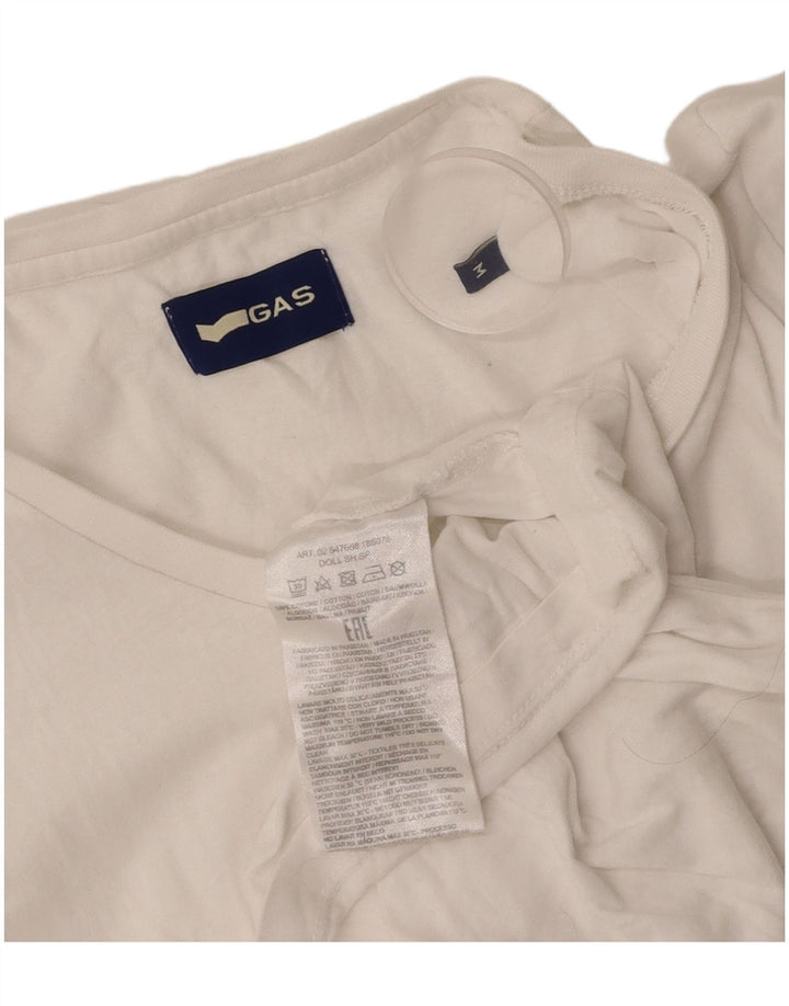GAS Camiseta Mujer Top UK 12 Medium Blanco Algodón