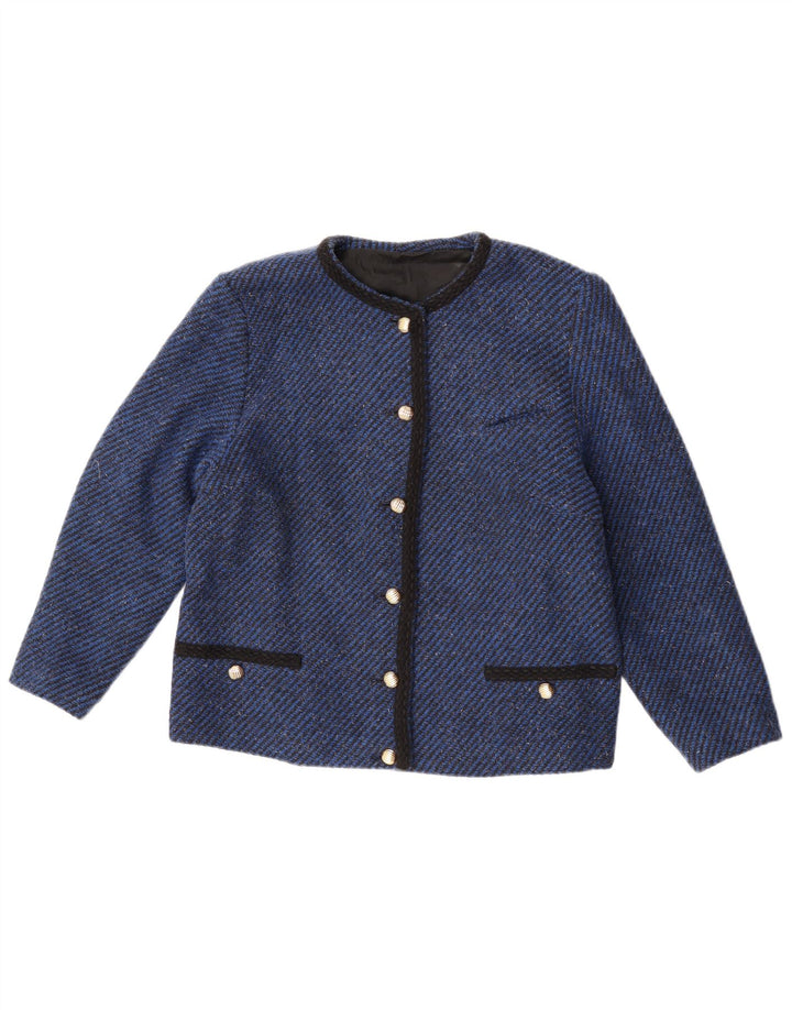VINTAGE Chaqueta Blazer de 6 Botones para Mujer Reino Unido 14 Raya Azul Mediana