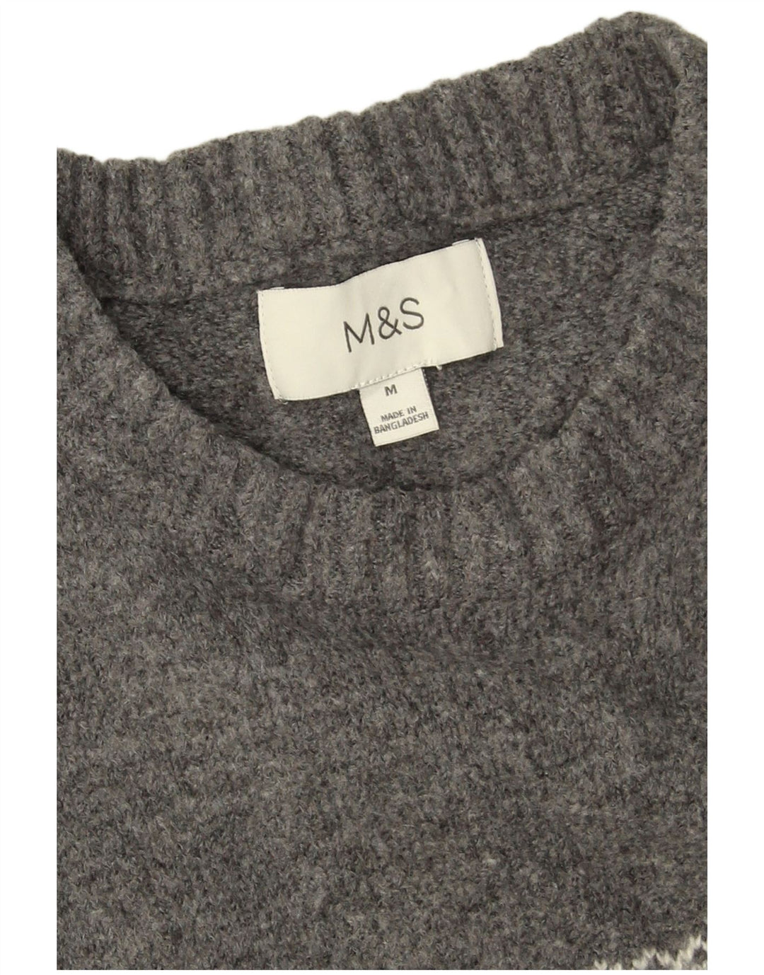 Marks & Spencer Jersey De Cuello Redondo Para Hombre Gris Medio Fair Isle