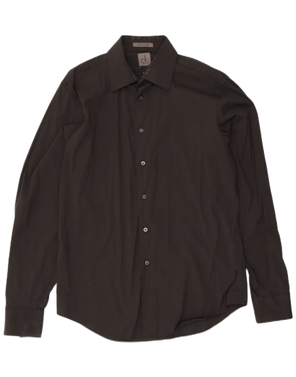 Calvin Klein Camisa Slim Fit para hombre Talla 40 15 3/4 Mediano Negro Algodón
