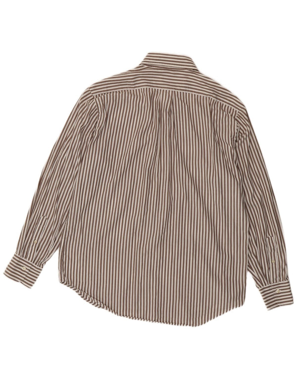 Danolis Camisa Hombre Talla 44 17 1/2 XL Algodón Rayas Marrón