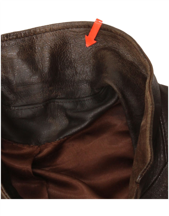 Chaqueta de cuero vintage para hombre Reino Unido 42 XL cuero marrón