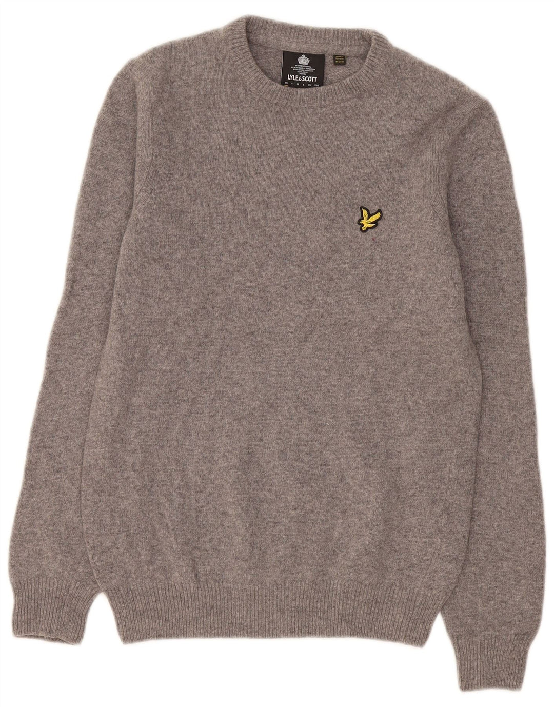 Lyle & Scott Jersey de cuello redondo para hombre XS Lana gris