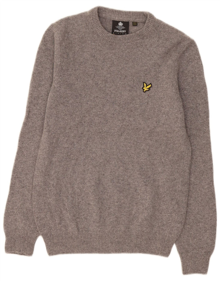 Lyle & Scott Jersey de cuello redondo para hombre XS Lana gris