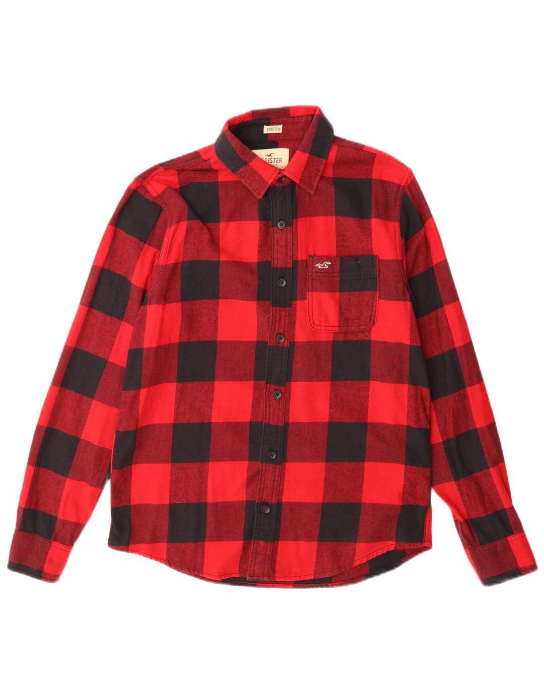 Camisa Hollister Hombre De Franela De Algodón A Cuadros Rojo Medio