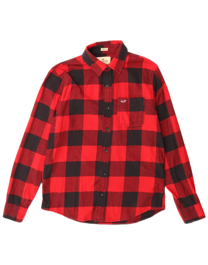 Camisa Hollister Hombre De Franela De Algodón A Cuadros Rojo Medio