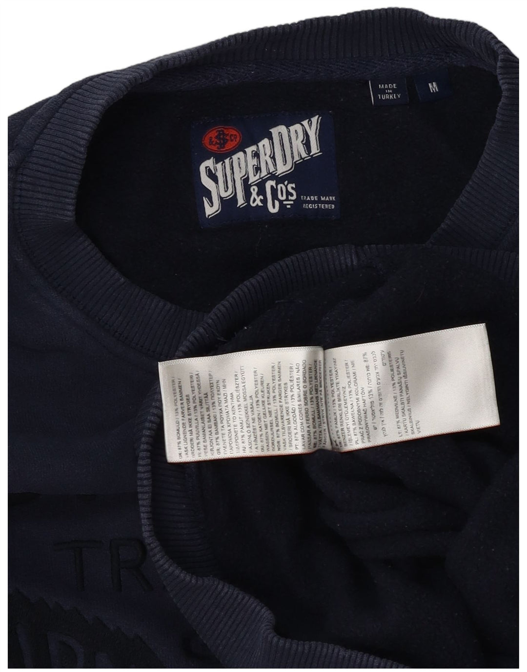 Superdry Hombre Sudadera Gráfica Jersey De Algodón Azul Marino Mediano