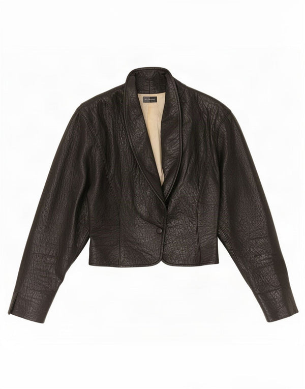 Vintage mujer cuero Bolero chaqueta Reino Unido 6 XS negro