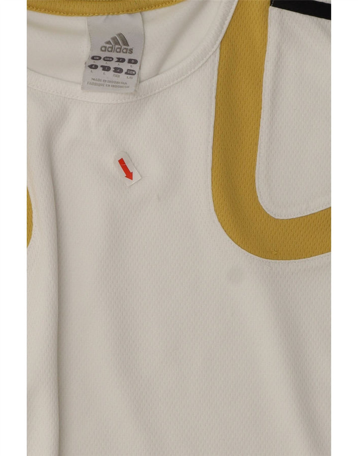 Adidas Hombre Climalite Camiseta Top Grande Blanco Colorblock Poliéster