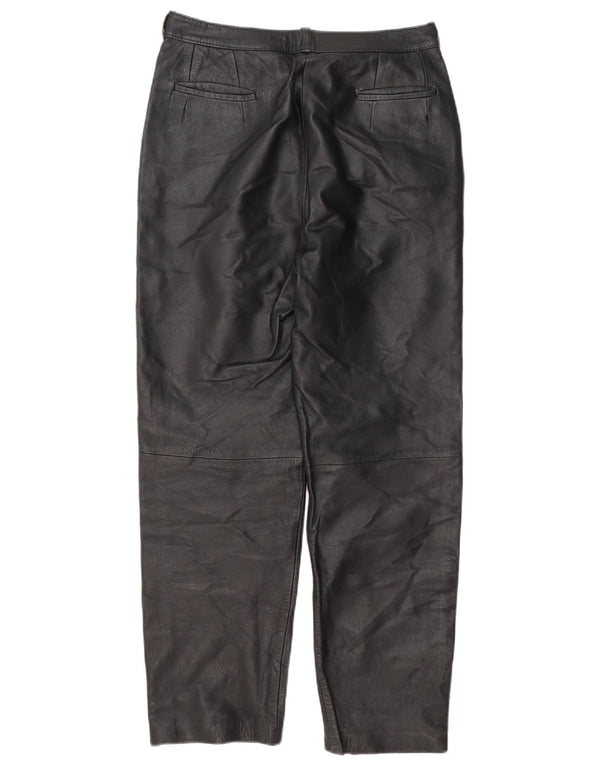 Pantalones rectos vintage de piel sintética para mujer W30 L29 Negro