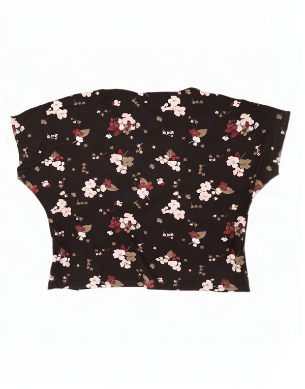 Marks & Spencer Blusa para mujer Top UK 20 2XL Viscosa floral negra
