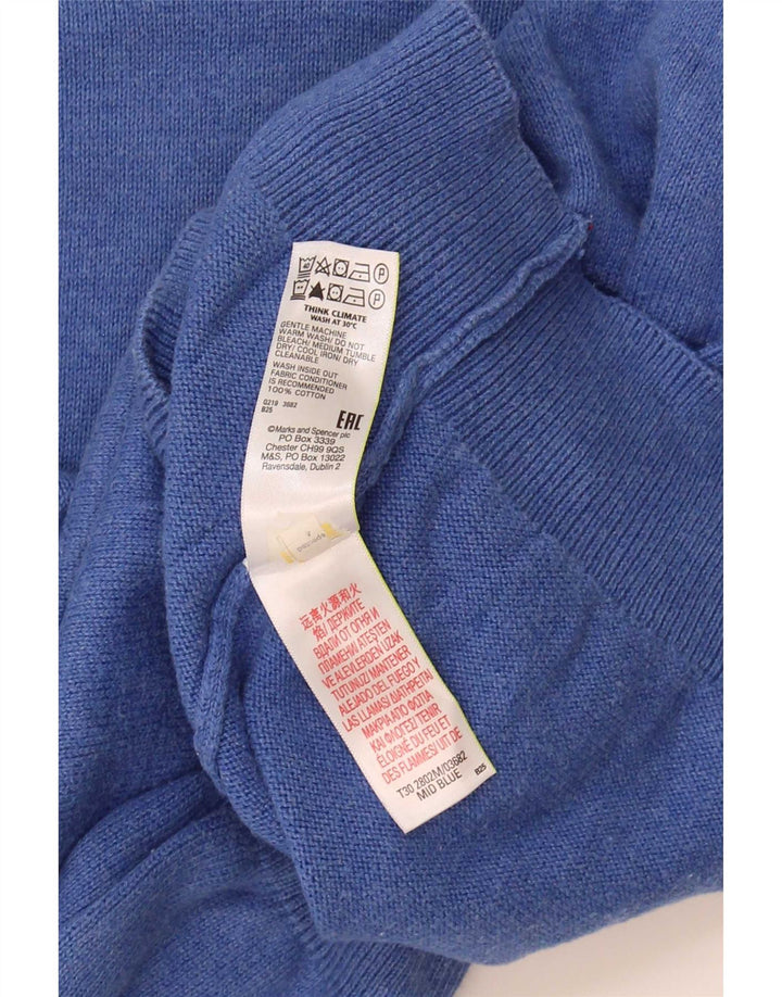 Marks & Spencer Jersey con cuello en V para hombre de algodón azul medio