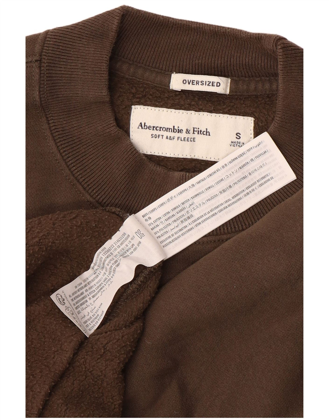 Abercrombie & Fitch Hombre Sudadera Oversize Jersey Pequeño Algodón Marrón