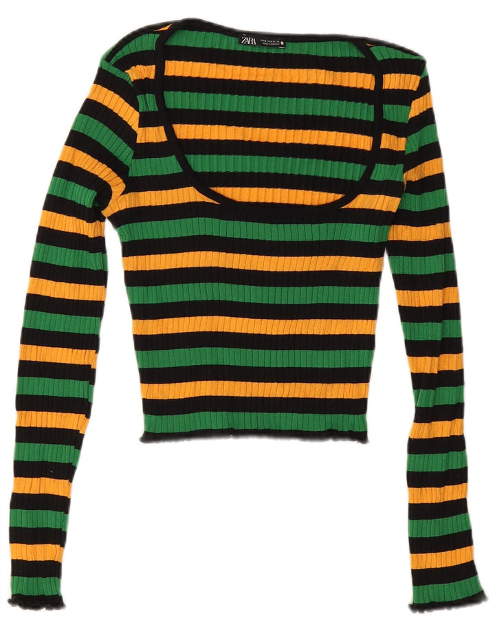 Zara Mujer Crop Top UK 40 Mediano Rayas Multicolor