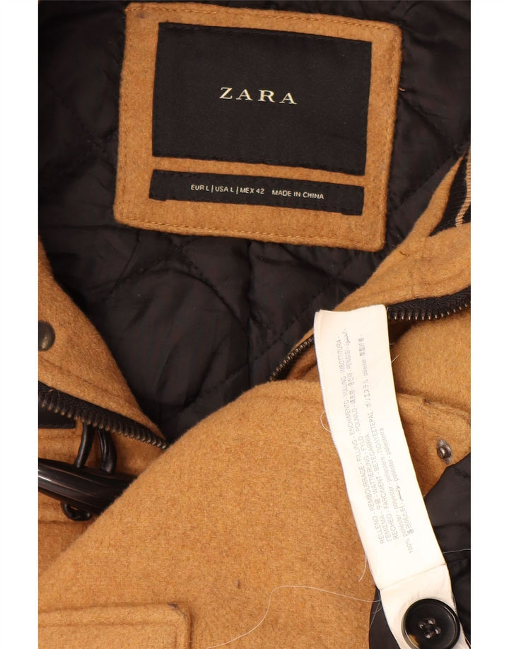 Zara - Trenca con capucha para hombre, talla 40, poliéster marrón grande