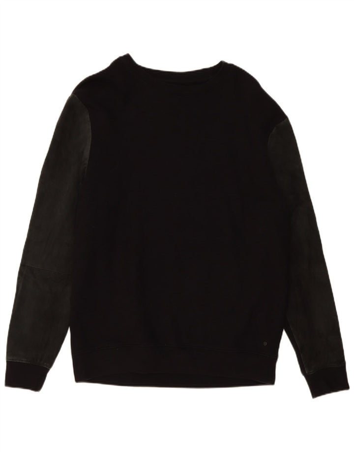 All Saints Hombre Sudadera Jumper Medium Negro Colorblock Algodón