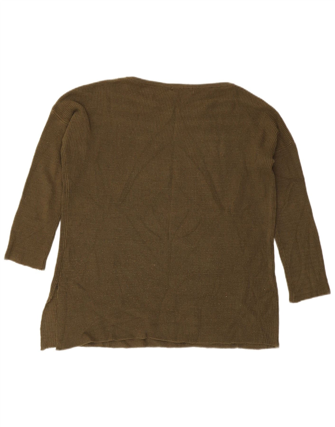 Zara Jersey con cuello barco para mujer, talla 40, color caqui mediano