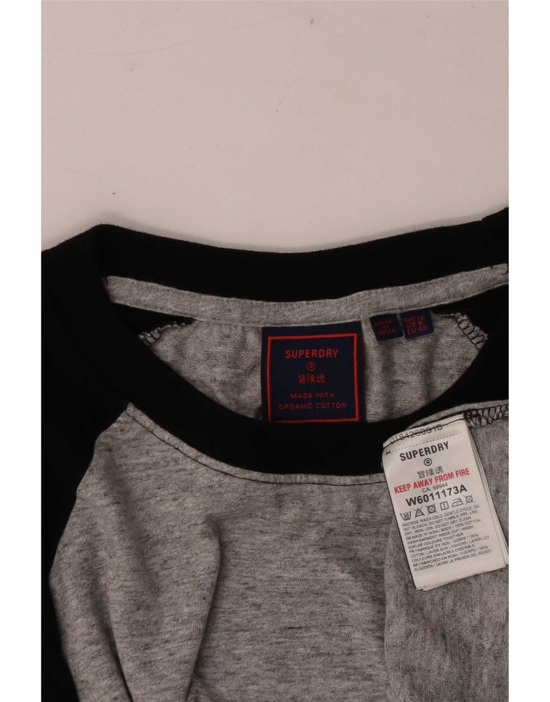 Superdry Mujer Top Manga Larga ES 40 Algodón Color Block Gris Medio