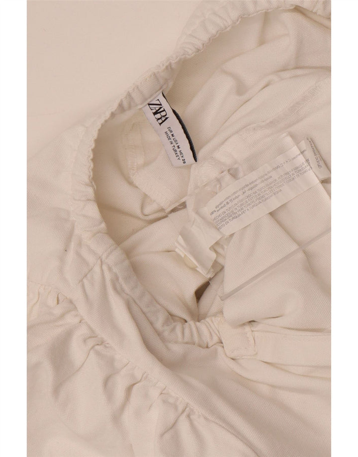 Zara Mujer Mono UK 12 Mediano Algodón Blanco