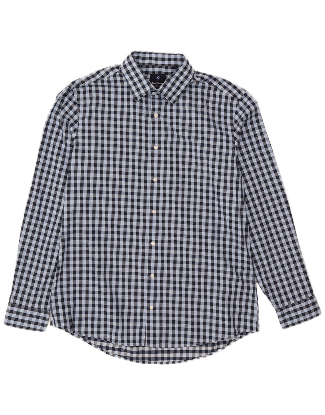 Ben Sherman Camisa para hombre Talla 16 1/2 Grande Algodón a cuadros azul