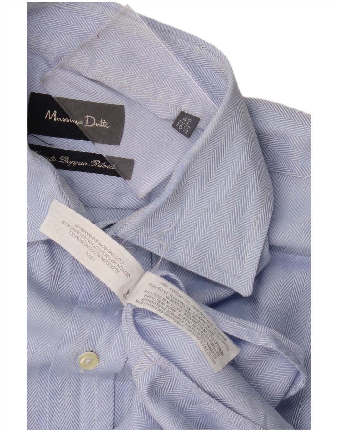 Camisa Massimo Dutti Hombre Talla 42 16 1/2 Grande Azul Espiga Algodón