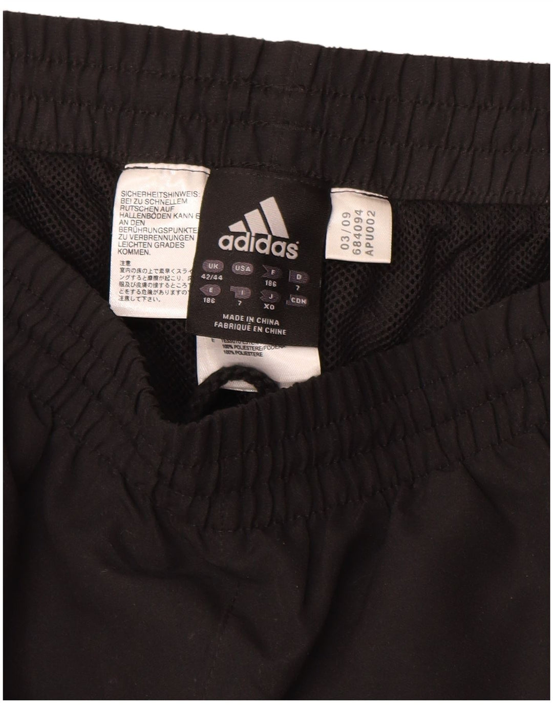 ADIDAS Pantalones de chándal para hombre Joggers UK 42/44 Grande Negro Poliéster