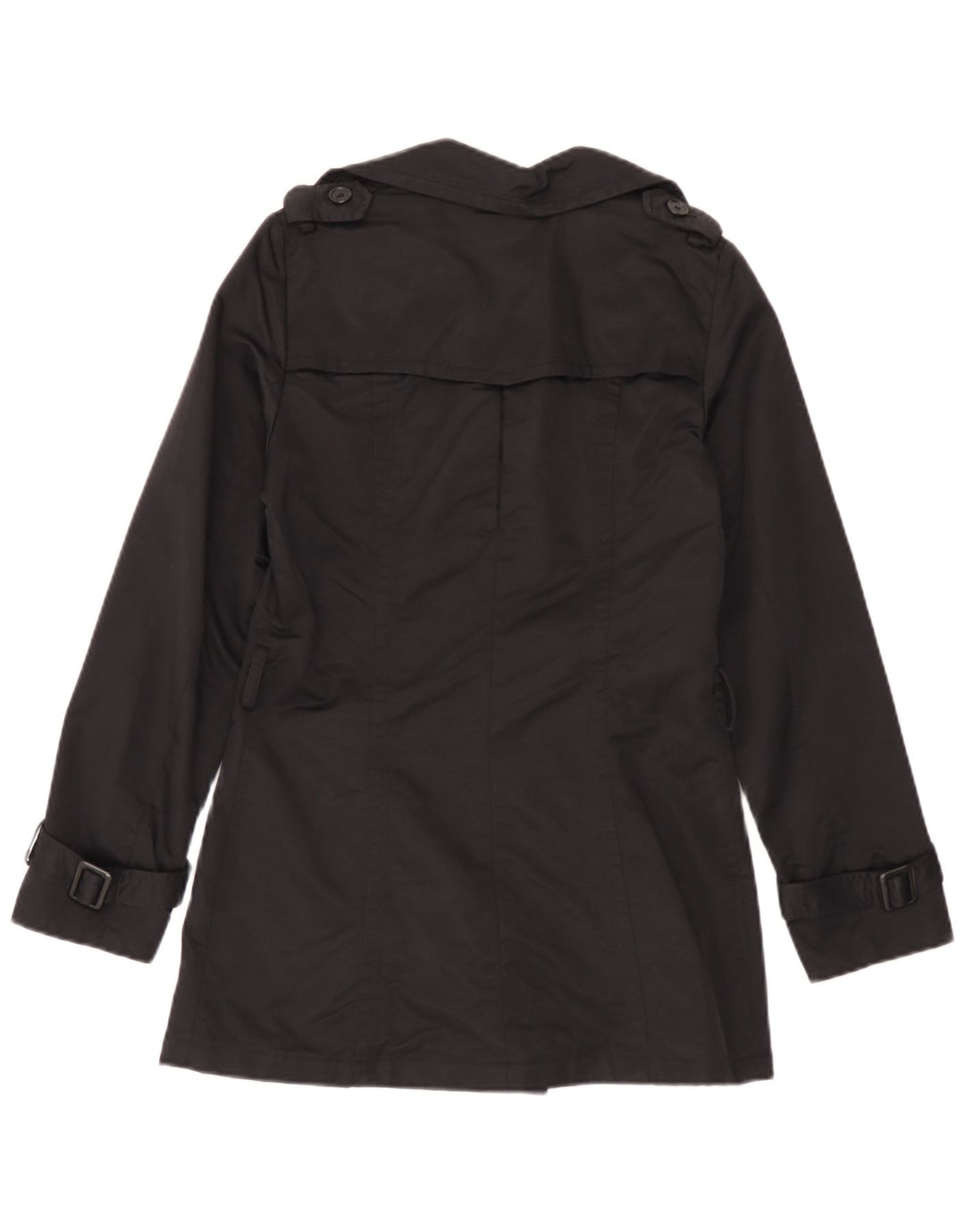Zara Mujer Gabardina Reino Unido 42 Medio Algodón Negro