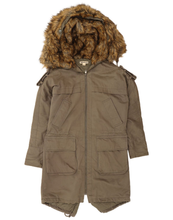 Whistles Parka con capucha para mujer UK 6 XS Caqui Algodón Ejército