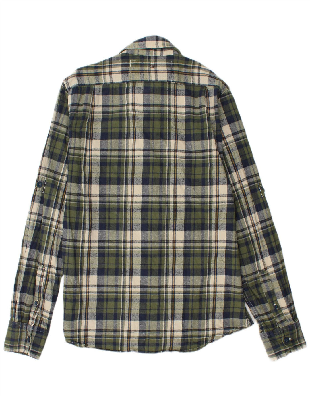 SUPERDRY Hombre Camisa de franela de algodón a cuadros verdes grandes