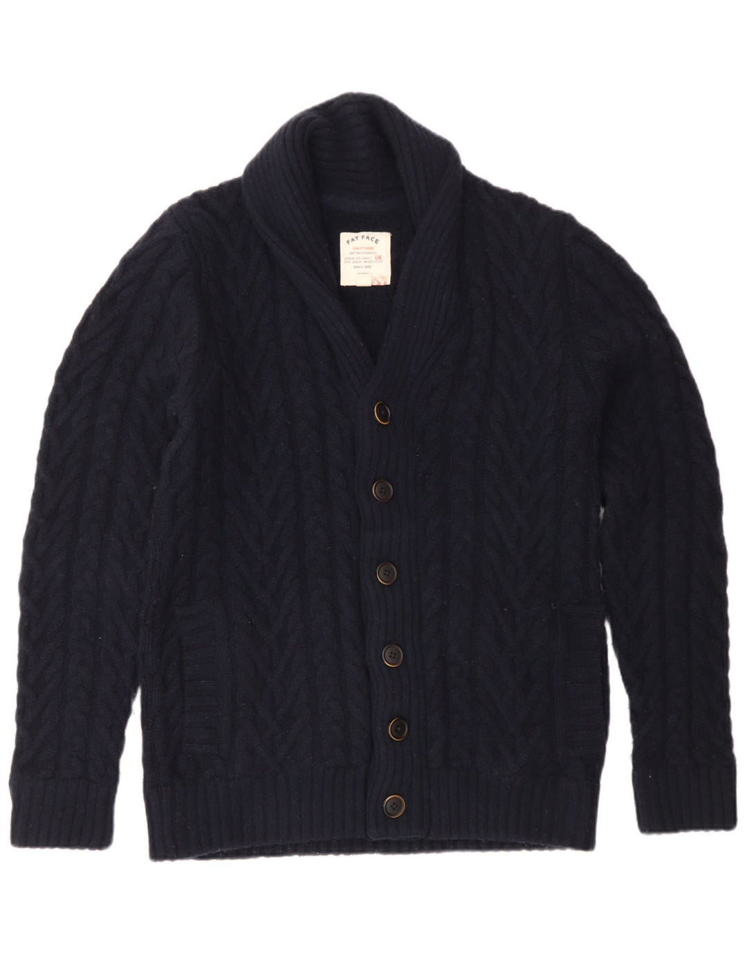 Cárdigan para hombre de Fat Face de lana azul marino medio