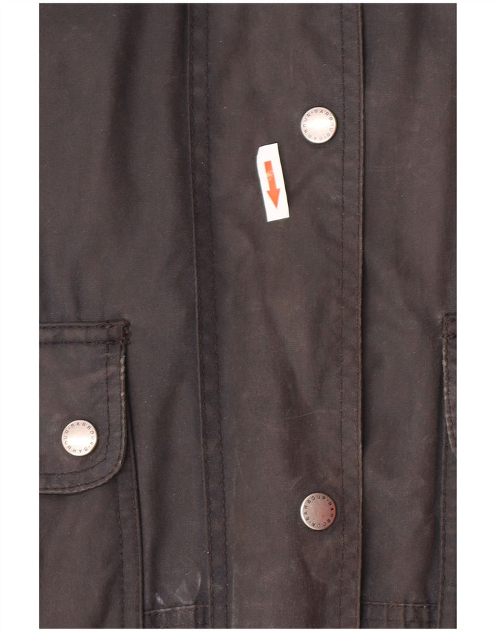 BARBOUR Chaqueta encerada extragrande con capucha para mujer Reino Unido 12 Algodón azul marino mediano