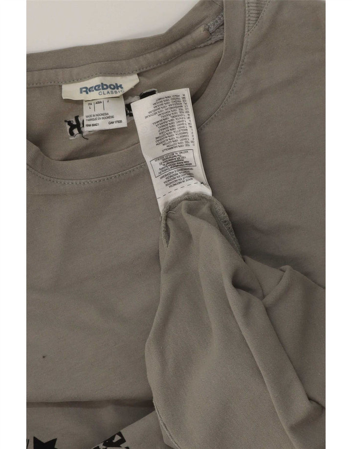 Reebok Mens Graphic Top manga larga grande gris algodón