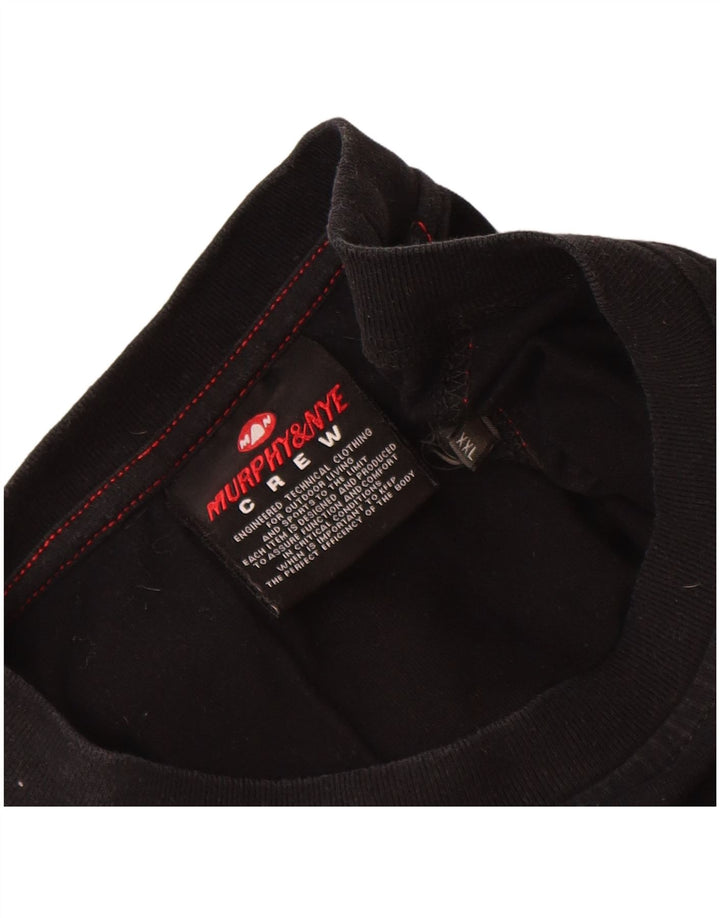 Murphy & Nye Mens Graphic Top Manga Larga 2XL Algodón Negro