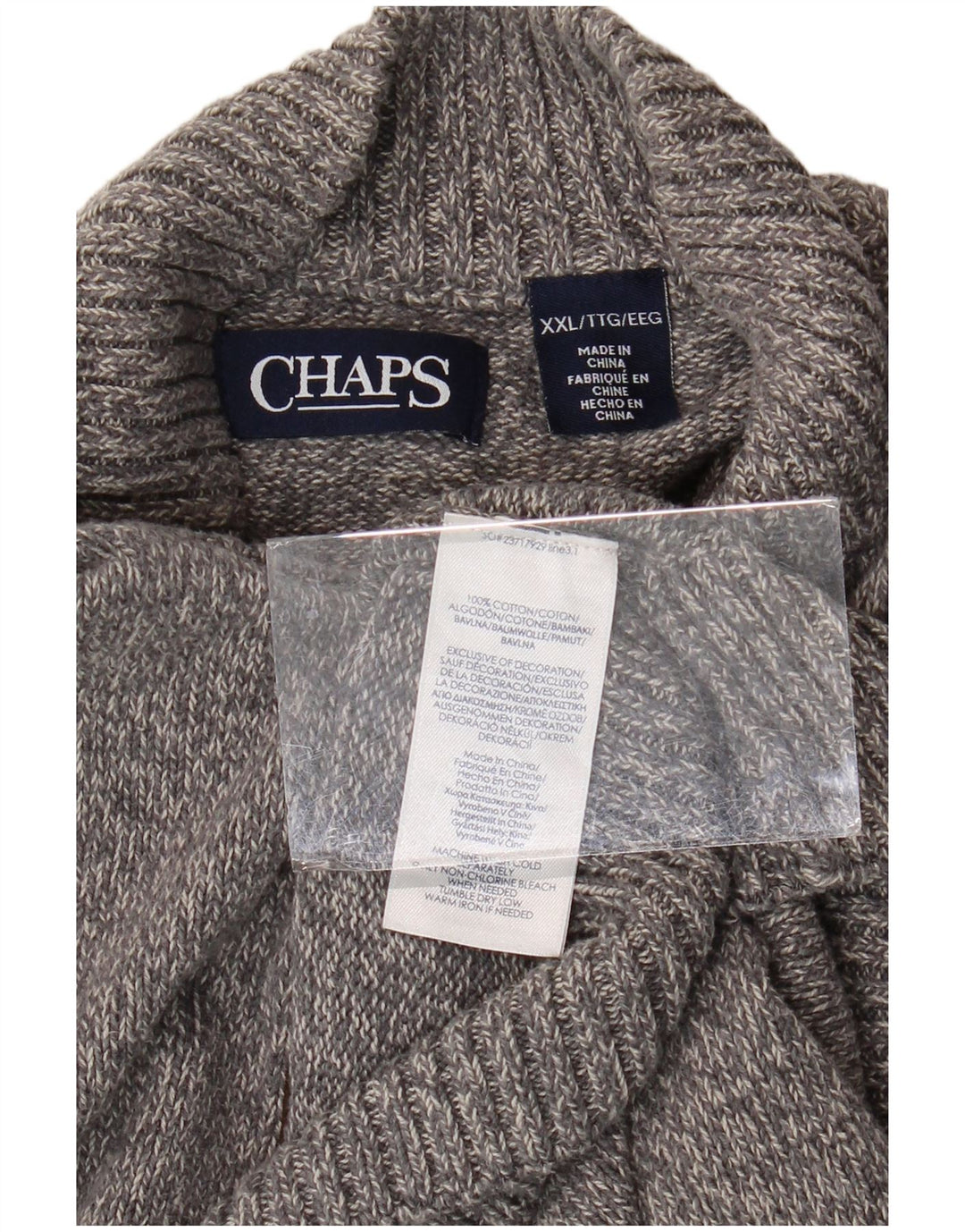 CHAPS Suéter tipo jersey con cuello y botones para hombre 2XL Algodón gris