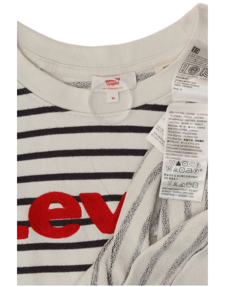 Levi's - Sudadera gráfica para mujer, talla 40, tamaño mediano, color blanco a rayas náuticas