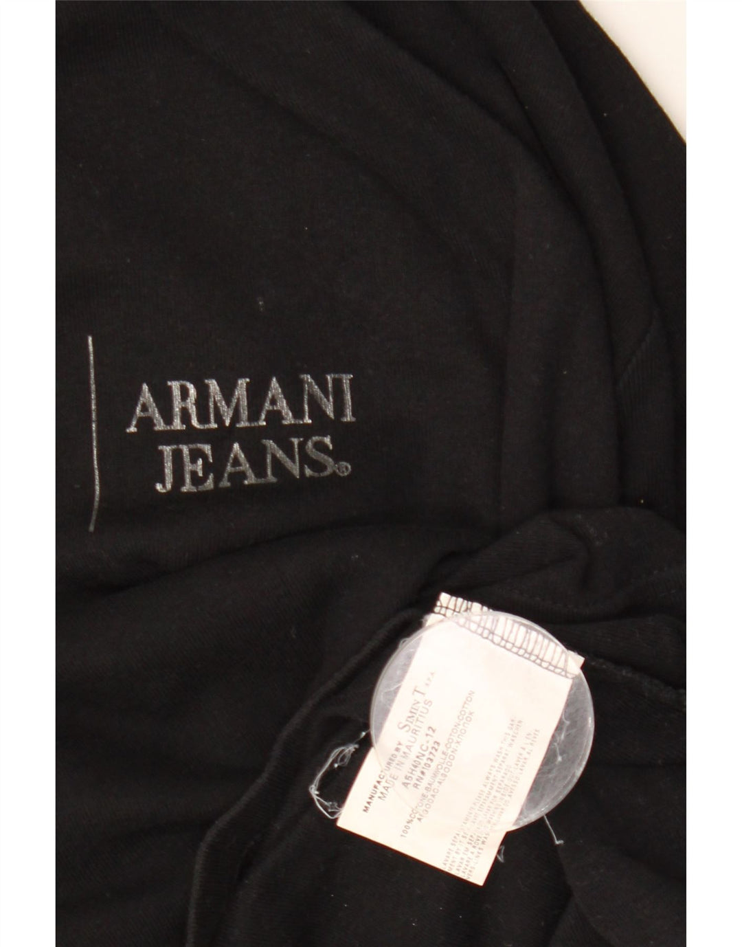 ARMANI JEANS Top gráfico para mujer manga 3/4 UK 12 Mediano Algodón negro