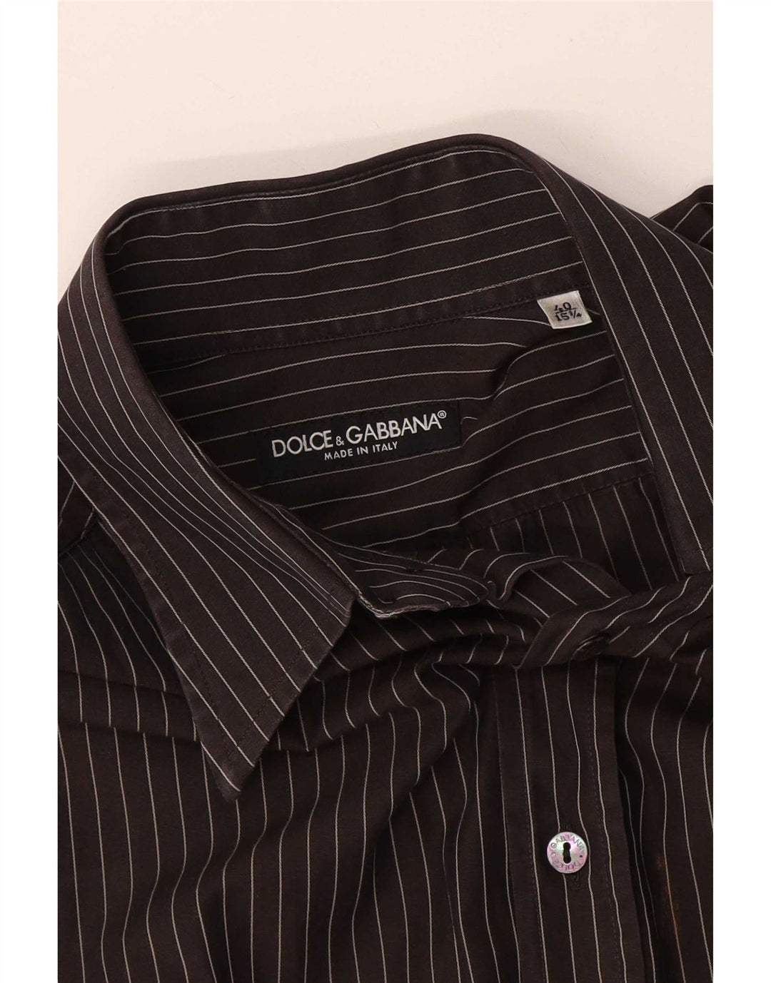 Dolce & Gabbana Camisa para hombre Talla 40 15 1/2 Mediana Raya negra