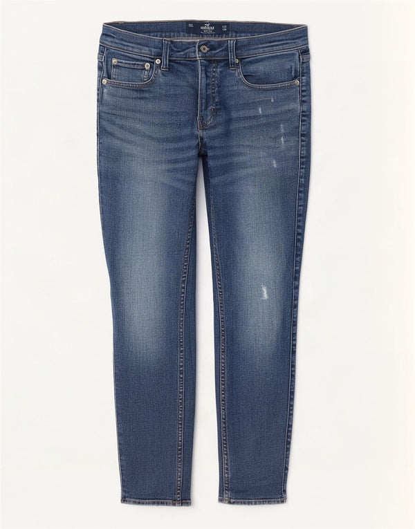 Jeans Hollister Mujer Super Ajustados Desgastados W32 L30 Algodón Azul