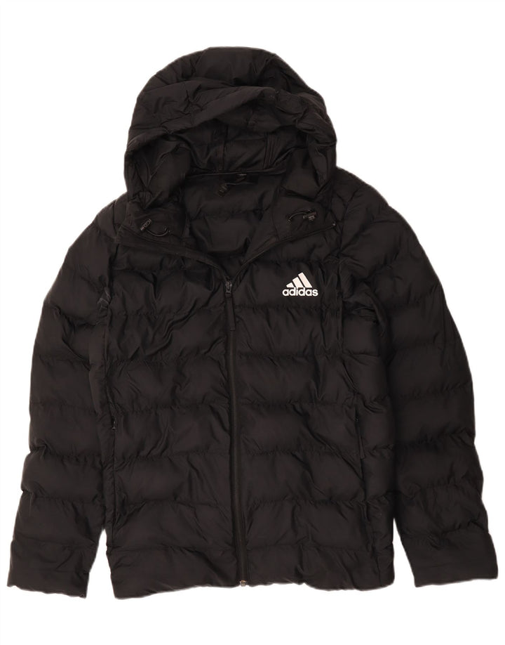 Adidas Chaqueta acolchada con capucha para mujer UK 46 Grande Poliéster negro