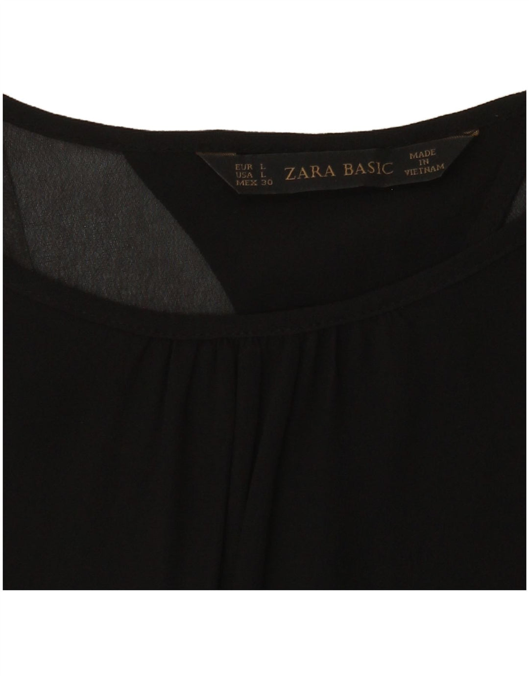 Zara Mujer Blusa De Manga Larga Top UK 44 Large Negro