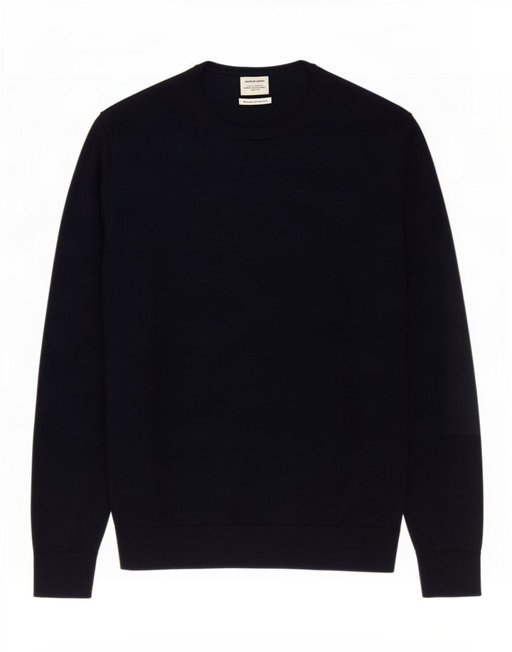 Jack & Jones Hombre Jersey De Cuello Redondo De Lana Merino Azul Marino Medio