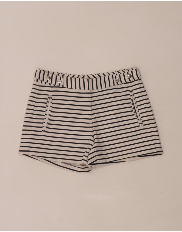 Zara Mujer Regular Casual Shorts XS W28 Blanco Rayas