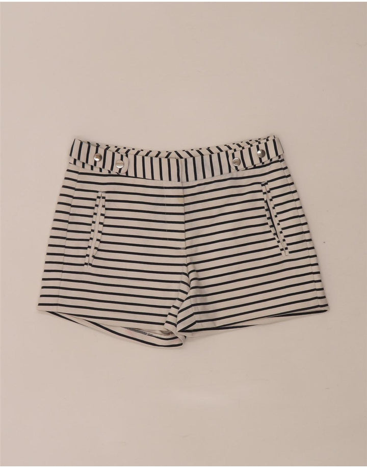 Zara Mujer Regular Casual Shorts XS W28 Blanco Rayas