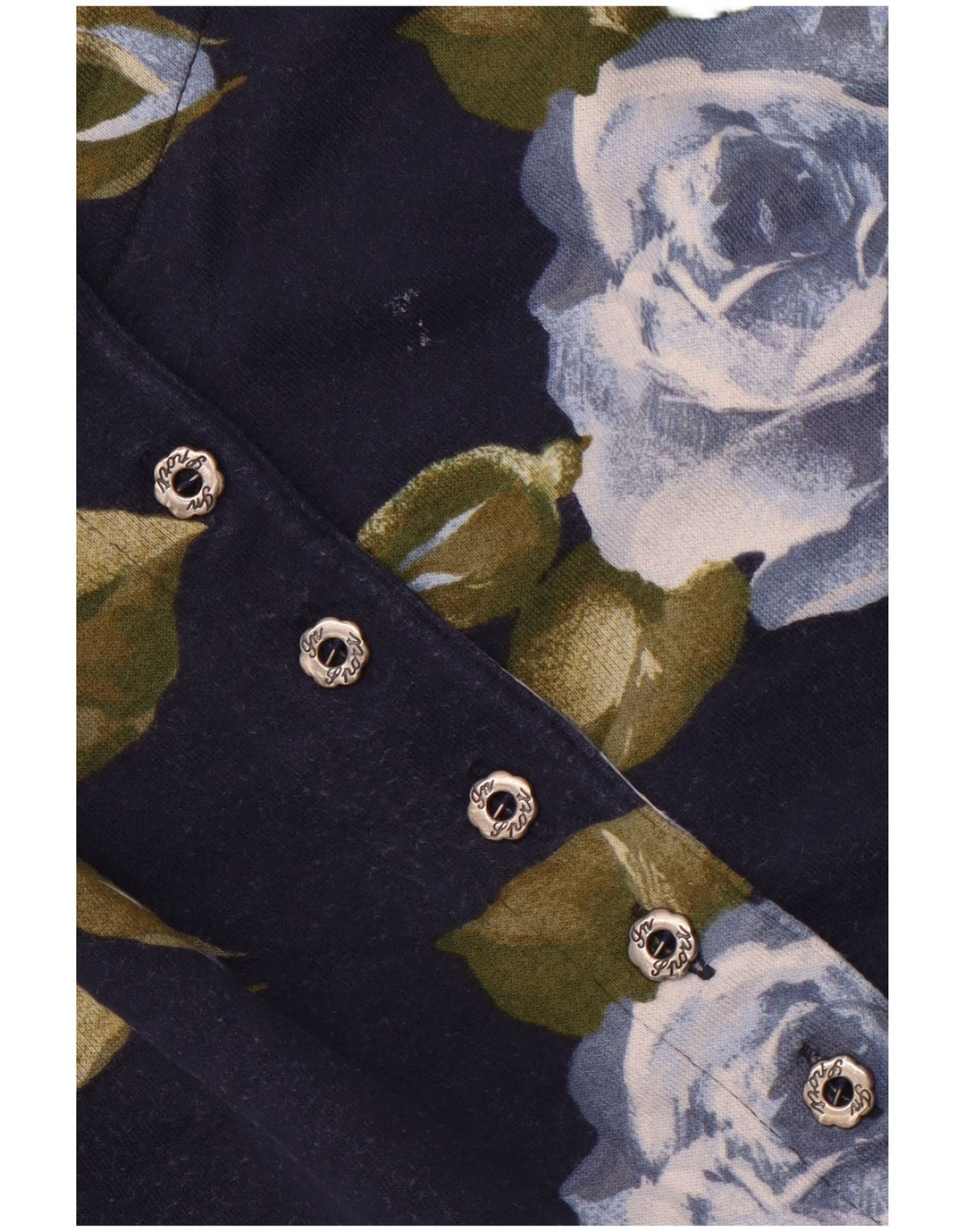 VINTAGE Chaqueta Blazer de Manga 3/4 para Mujer IT 44 Medio Azul Marino Floral