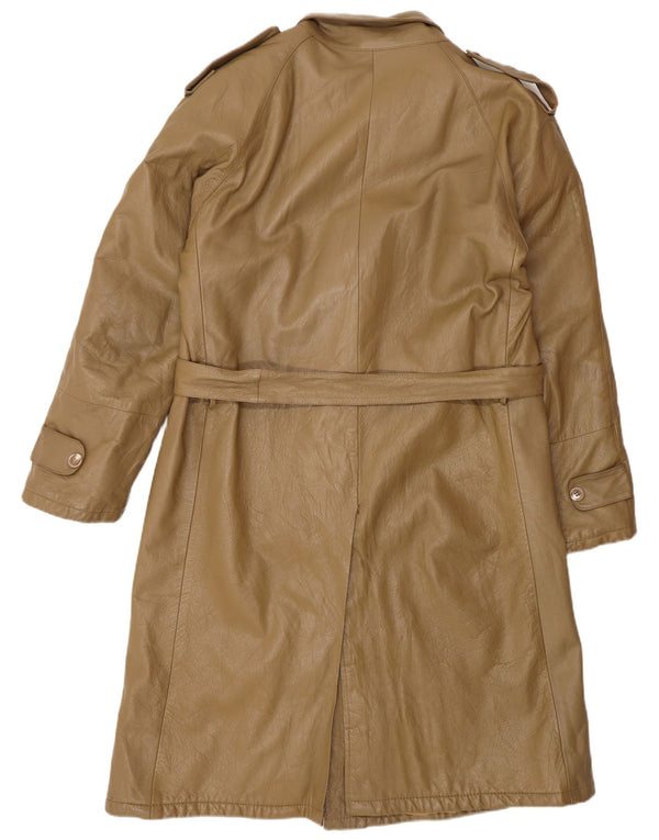 Vintage hombres cuero gabardina IT 46 pequeño cuero marrón