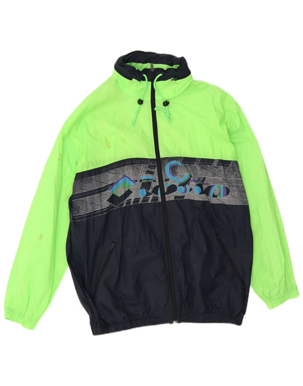Lotto Chubasquero gráfico con capucha para hombre UK 42 XL Verde Colorblock Poliéster