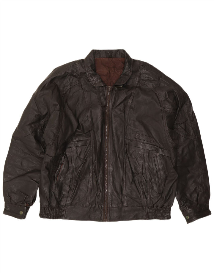 C&A Chaqueta de cuero para hombre IT 58 4XL Cuero marrón