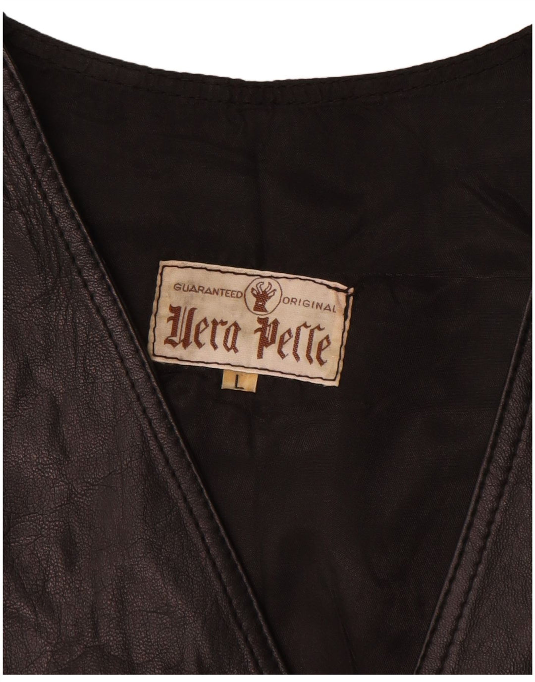 Chaleco de cuero vintage para hombre cuero negro grande